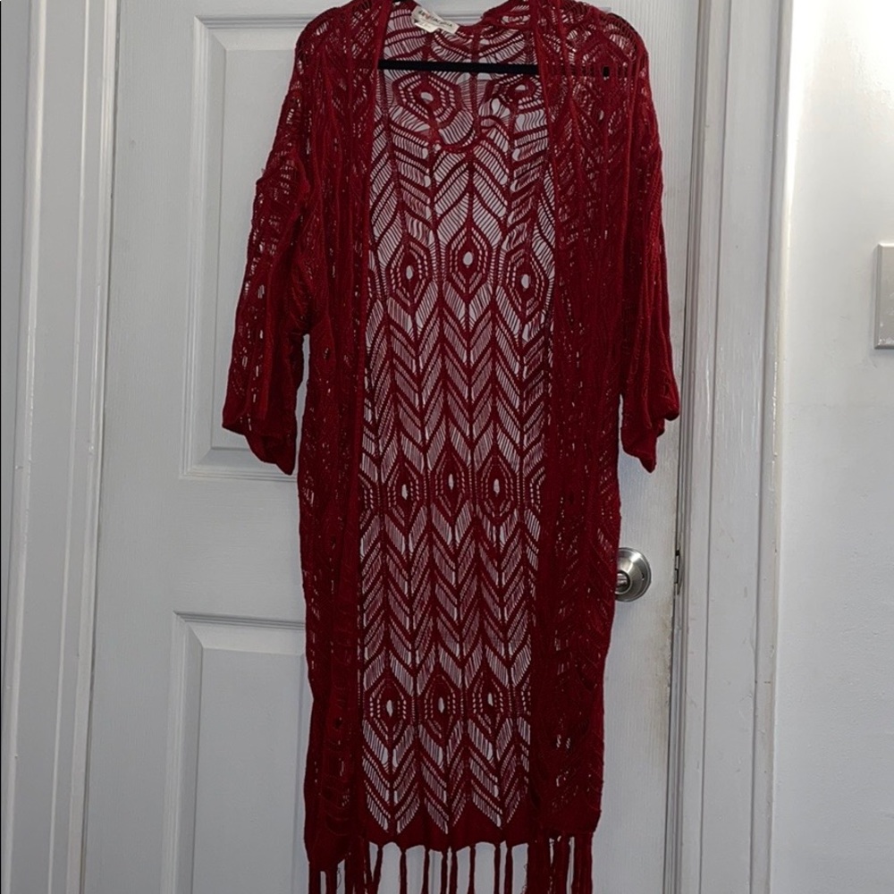 Red Crochet Beach Coverup
